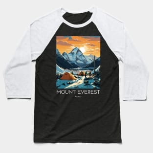 A Pop Art Travel Print of Mount Everest - Nepal Baseball T-Shirt